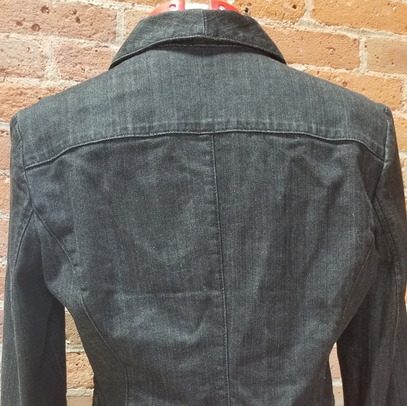 New York & Company black denim fitted jacket - Picture 2 of 7